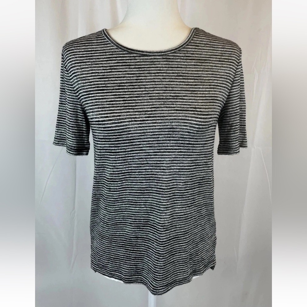 BANANA REPUBLIC LUXESPUN Black White Striped Soft Short Sleeves T Shirt‎ Top XS